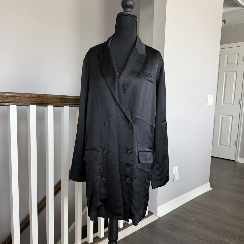 Victoria Secret Satin Blazer Jacket Dress M Oversized Indie Sleeze‎ Grunge Goth